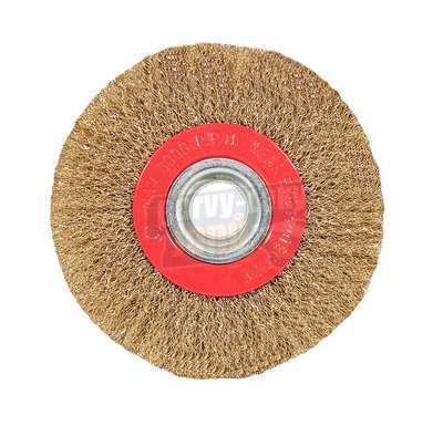 Kartáč mosazný okružní, vlnitý na závit M14, 125mm