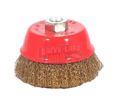 Kartáč mosazný hrnkový, vlnitý na závit M14, 100mm